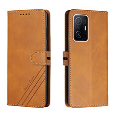 Leather Case Stands Flip Cover Holder H02X for Xiaomi Mi 11T Pro 5G Light Brown