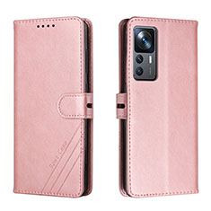 Leather Case Stands Flip Cover Holder H02X for Xiaomi Mi 12T 5G Rose Gold