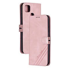 Leather Case Stands Flip Cover Holder H02X for Xiaomi POCO C31 Rose Gold