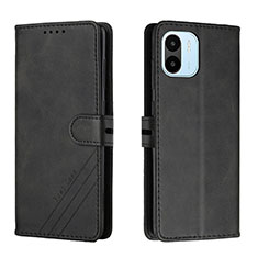 Leather Case Stands Flip Cover Holder H02X for Xiaomi Poco C50 Black