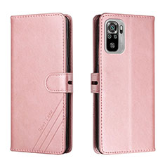 Leather Case Stands Flip Cover Holder H02X for Xiaomi Poco M5S Rose Gold