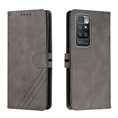 Leather Case Stands Flip Cover Holder H02X for Xiaomi Redmi 10 (2022) Gray