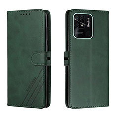 Leather Case Stands Flip Cover Holder H02X for Xiaomi Redmi 10C 4G Green