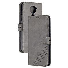 Leather Case Stands Flip Cover Holder H02X for Xiaomi Redmi 10X 4G Gray