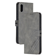 Leather Case Stands Flip Cover Holder H02X for Xiaomi Redmi 9AT Gray
