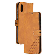 Leather Case Stands Flip Cover Holder H02X for Xiaomi Redmi 9AT Light Brown