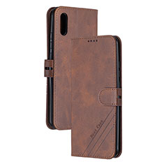 Leather Case Stands Flip Cover Holder H02X for Xiaomi Redmi 9i Brown