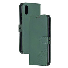 Leather Case Stands Flip Cover Holder H02X for Xiaomi Redmi 9i Green