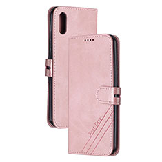 Leather Case Stands Flip Cover Holder H02X for Xiaomi Redmi 9i Rose Gold