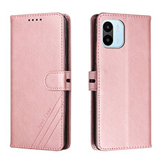 Leather Case Stands Flip Cover Holder H02X for Xiaomi Redmi A2 Rose Gold