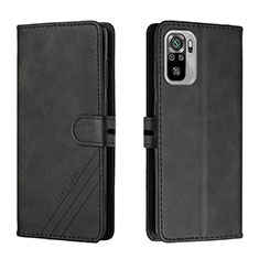 Leather Case Stands Flip Cover Holder H02X for Xiaomi Redmi Note 10S 4G Black