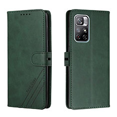 Leather Case Stands Flip Cover Holder H02X for Xiaomi Redmi Note 11S 5G Green