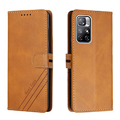 Leather Case Stands Flip Cover Holder H02X for Xiaomi Redmi Note 11S 5G Light Brown