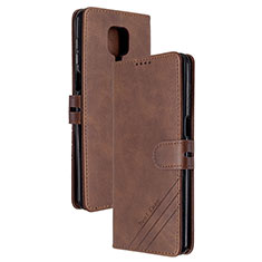 Leather Case Stands Flip Cover Holder H02X for Xiaomi Redmi Note 9 Pro Max Brown