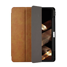 Leather Case Stands Flip Cover Holder H03 for Apple iPad Pro 12.9 (2021) Brown