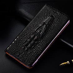 Leather Case Stands Flip Cover Holder H03P for Apple iPhone 12 Black