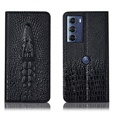 Leather Case Stands Flip Cover Holder H03P for Motorola Moto Edge S30 5G Black