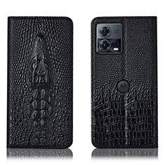 Leather Case Stands Flip Cover Holder H03P for Motorola Moto Edge S30 Pro 5G Black