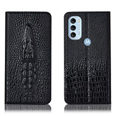 Leather Case Stands Flip Cover Holder H03P for Motorola Moto G71 5G Black