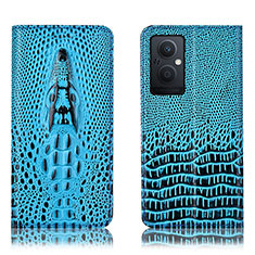 Leather Case Stands Flip Cover Holder H03P for OnePlus Nord N20 5G Sky Blue