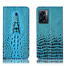 Leather Case Stands Flip Cover Holder H03P for OnePlus Nord N300 5G Sky Blue