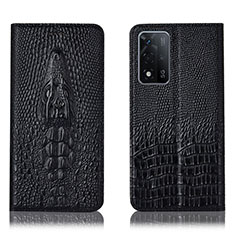 Leather Case Stands Flip Cover Holder H03P for Oppo A93s 5G Black