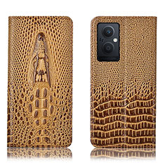 Leather Case Stands Flip Cover Holder H03P for Oppo F21s Pro 5G Brown