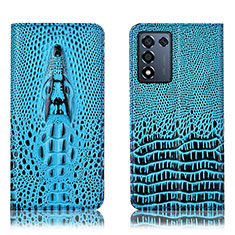 Leather Case Stands Flip Cover Holder H03P for Oppo K9S 5G Sky Blue