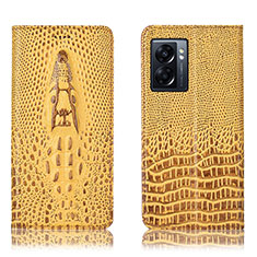 Leather Case Stands Flip Cover Holder H03P for Realme V23 5G Yellow