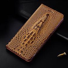 Leather Case Stands Flip Cover Holder H03P for Samsung Galaxy A9 Star Pro Brown