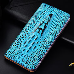 Leather Case Stands Flip Cover Holder H03P for Samsung Galaxy S21 5G Sky Blue
