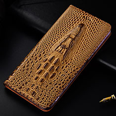 Leather Case Stands Flip Cover Holder H03P for Samsung Galaxy S21 FE 5G Brown