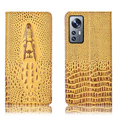 Leather Case Stands Flip Cover Holder H03P for Xiaomi Mi 12 Lite 5G Yellow