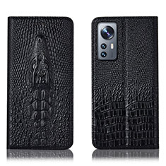 Leather Case Stands Flip Cover Holder H03P for Xiaomi Mi 12S 5G Black