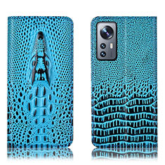 Leather Case Stands Flip Cover Holder H03P for Xiaomi Mi 12S 5G Sky Blue