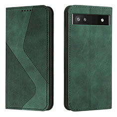 Leather Case Stands Flip Cover Holder H03X for Google Pixel 6a 5G Green