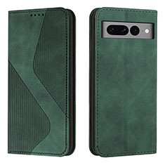 Leather Case Stands Flip Cover Holder H03X for Google Pixel 7 Pro 5G Green