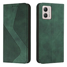 Leather Case Stands Flip Cover Holder H03X for Motorola Moto G53 5G Green