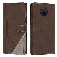 Leather Case Stands Flip Cover Holder H03X for Nokia G300 5G Brown