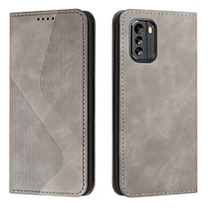Leather Case Stands Flip Cover Holder H03X for Nokia G60 5G Gray