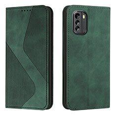 Leather Case Stands Flip Cover Holder H03X for Nokia G60 5G Green