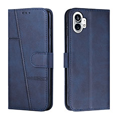 Leather Case Stands Flip Cover Holder H03X for Nothing Phone 1 Blue
