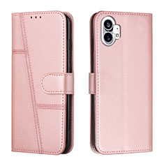 Leather Case Stands Flip Cover Holder H03X for Nothing Phone 1 Rose Gold