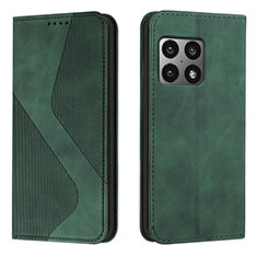 Leather Case Stands Flip Cover Holder H03X for OnePlus 10 Pro 5G Green