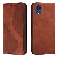 Leather Case Stands Flip Cover Holder H03X for Samsung Galaxy A03 Core Brown
