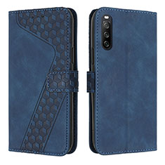 Leather Case Stands Flip Cover Holder H03X for Sony Xperia 10 IV Blue