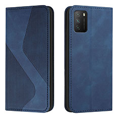 Leather Case Stands Flip Cover Holder H03X for Xiaomi Poco M3 Blue