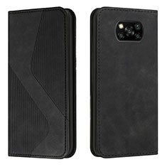 Leather Case Stands Flip Cover Holder H03X for Xiaomi Poco X3 NFC Black