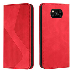 Leather Case Stands Flip Cover Holder H03X for Xiaomi Poco X3 NFC Red
