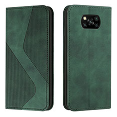 Leather Case Stands Flip Cover Holder H03X for Xiaomi Poco X3 Pro Green